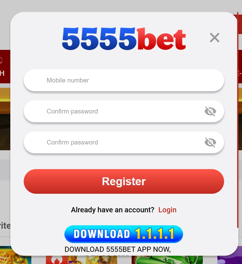 5555Bet Game register section