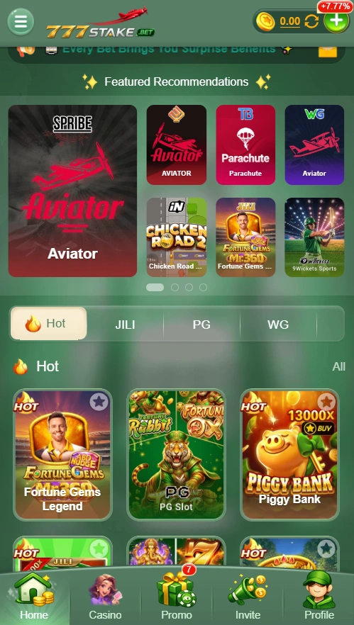 777Stake Game interface screenshot