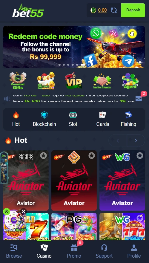 Bet55 Game interface screenshot