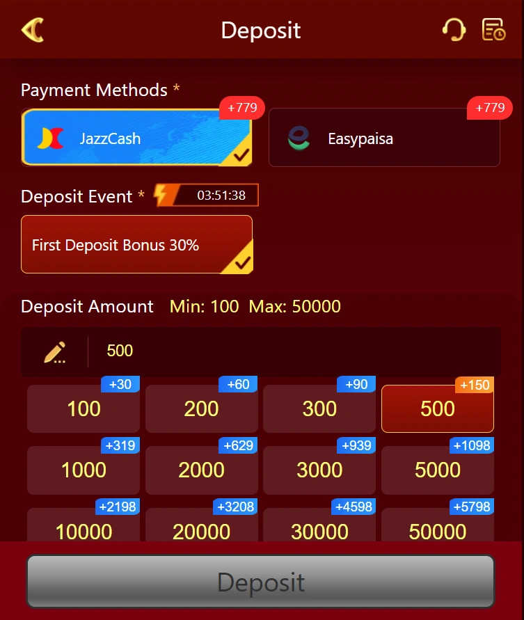 JC92 Game Deposit Section image