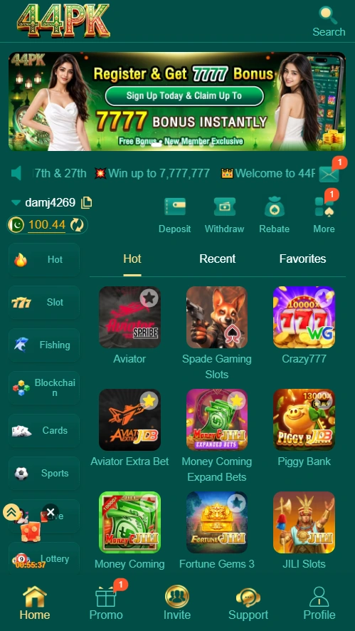 44PK Game interface screenshot