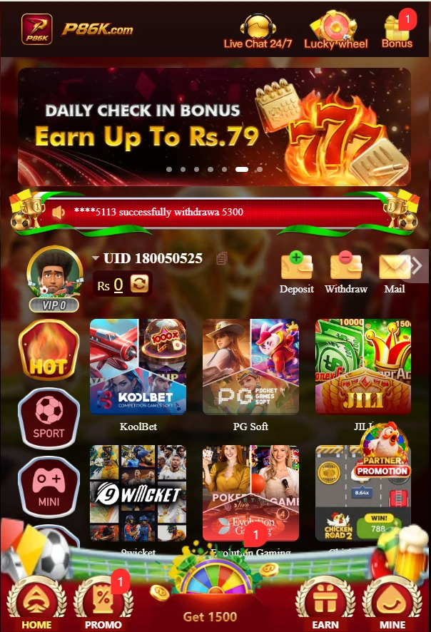 P86K Game Interface image
