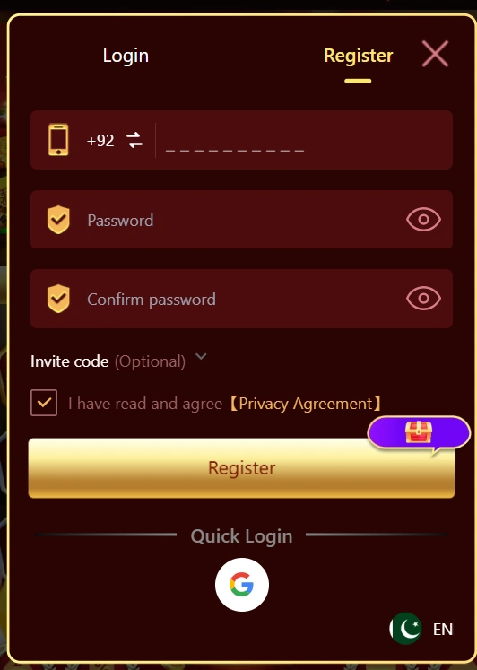 PK3 Game register section image
