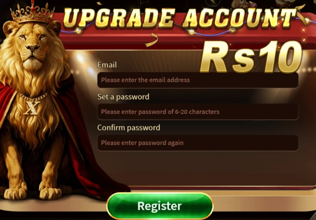 RoyalX777 Game Register section image