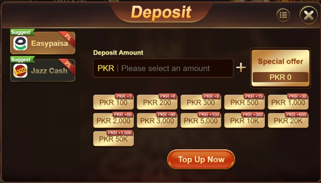 Z3 Game deposit section