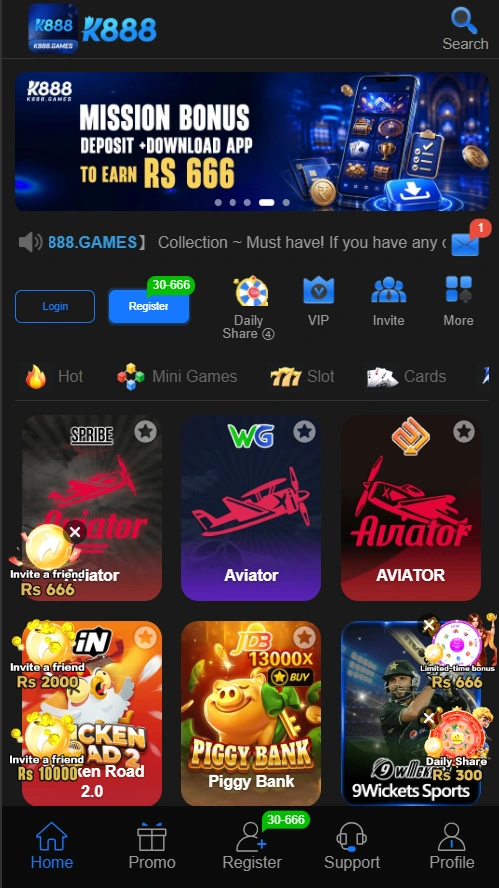 K888 Game interface