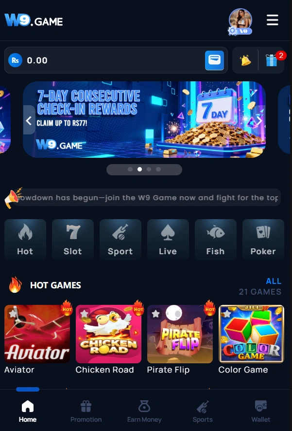 W9 Game interface